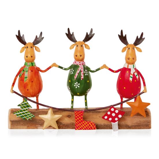 Premier-Iron-Trio-Of-Moose-On-Wooden-Base