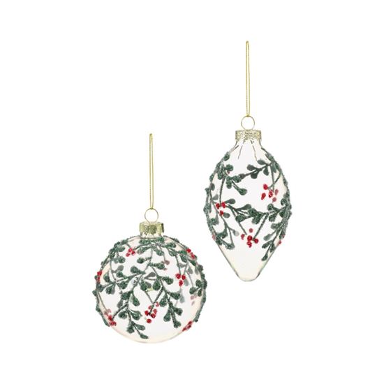 Premier-Clear-Glass-Bauble-With-Holly-Berry-Glitter