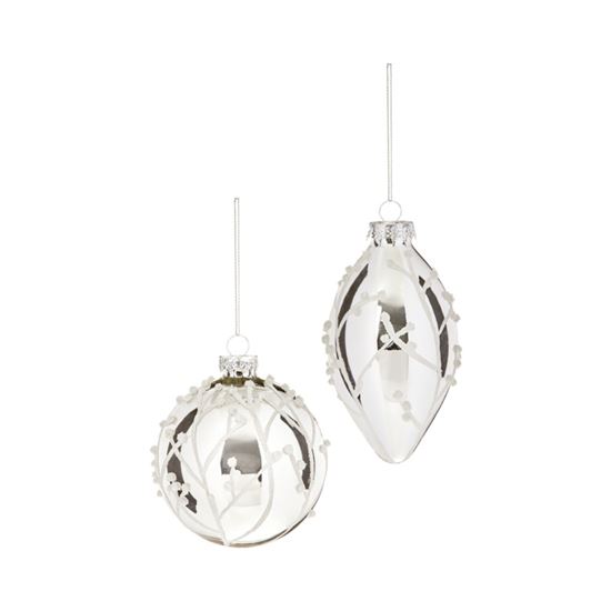 Premier-Shiny-Silver-Glass-Bauble-With-White-Glitter-Branch