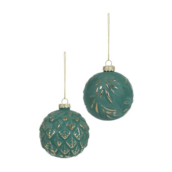 Premier-Emerald-Glass-Bauble-With-Gold-Branch-Design