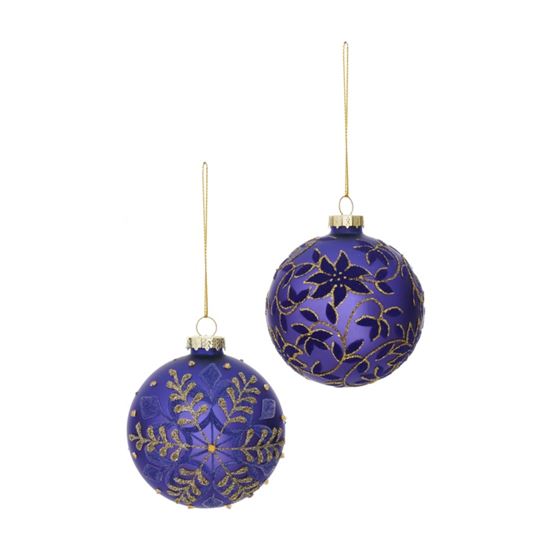 Premier-Matt-Purple-With-Gold-Flower-Bauble