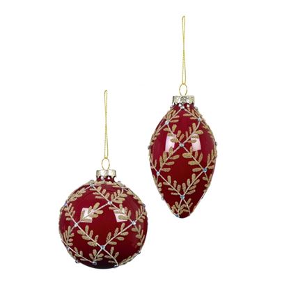 Premier-Shiny-Opal-Red-Glass-Bauble--With-Gold-Branch