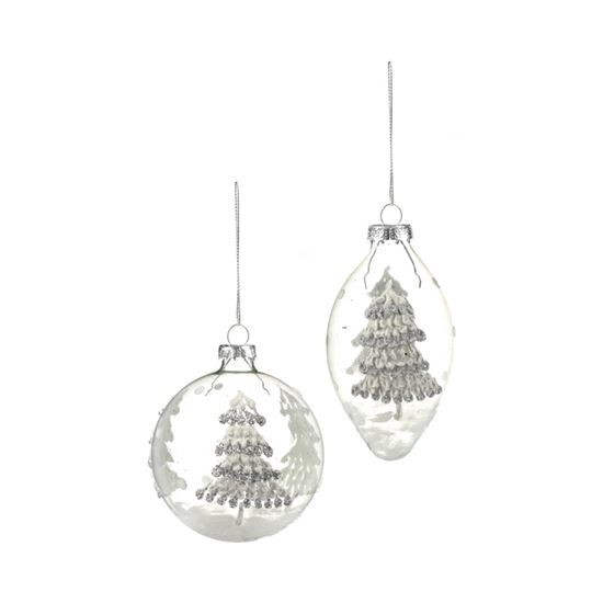 Premier-Clear--Glass-Bauble-With-Silver-Glitter-Tree