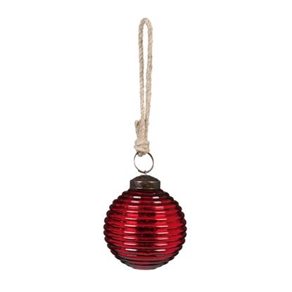 Premier-Dark-Red-Ribbed-Shiny--Matt-Bauble