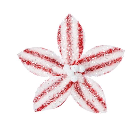 Premier-Red-White-Stripe-Flower-Clip-On