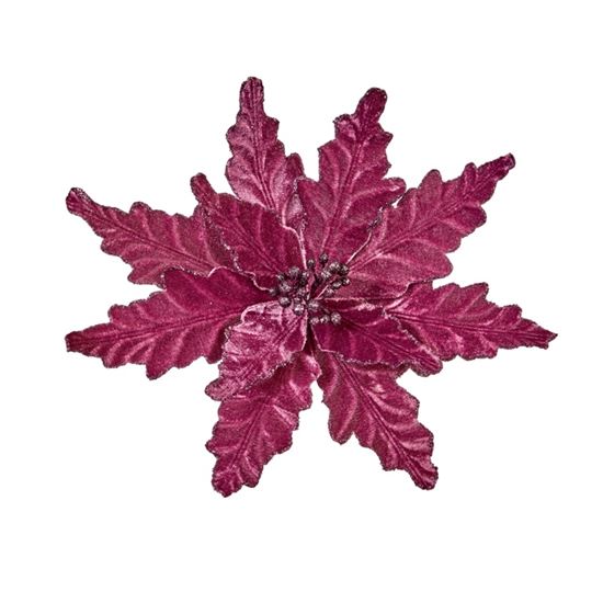 Premier-Plum-Poinsettia-Velour-On-Clip