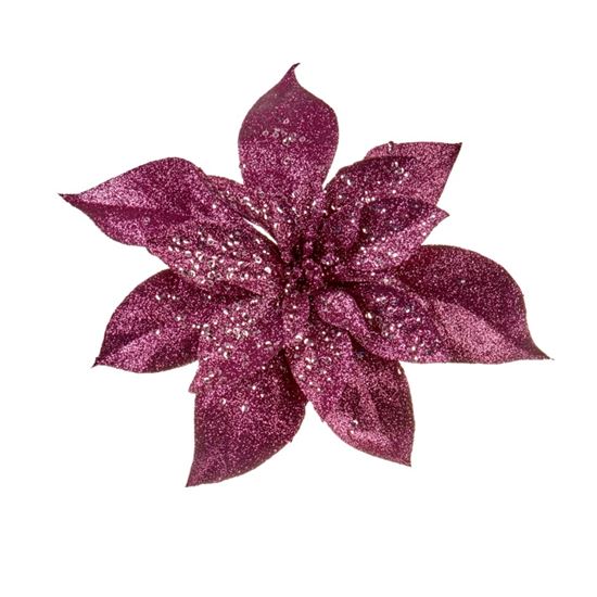 Premier-Plum-Glittr-Poinsettia-Clip-On