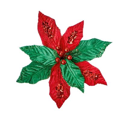 Premier-Red-Green-Poinsettia-Clip-On