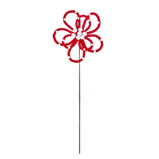 Premier-Red-Open-Pom-Pom-Flower-On-Stem