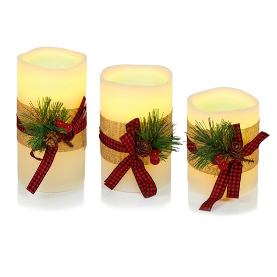 Premier-Set-3-Wax-Candles-With-Tartan-Ribbon