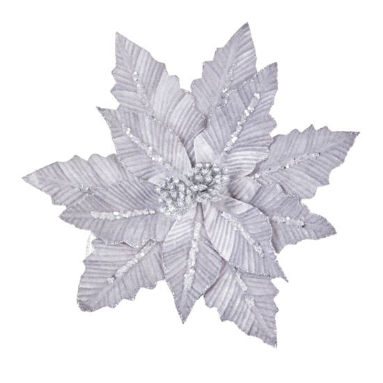 Premier-Silver-Velvet-Poinsettia-Clip-On