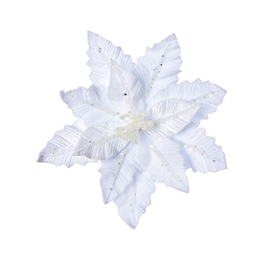 Premier-White-Velvet-Poinsettia-Clip-On