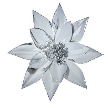 Premier-Silver-Metallic-Flower-Clip-On