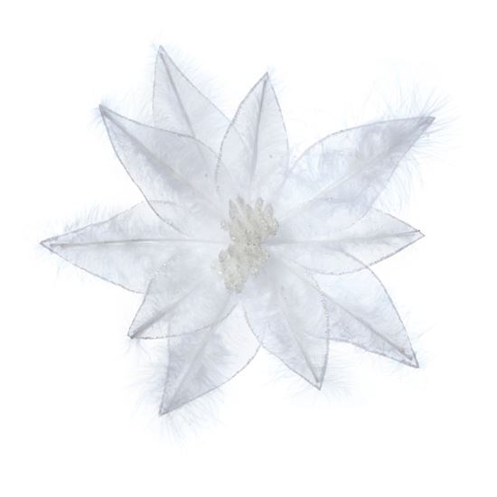 Premier-White-Sheer-Poinsettia-With-Feather