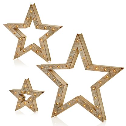 Premier-Set-Of-3-Lit-White-Wood-Star