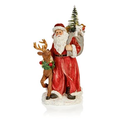 Premier-Lit-Polyresin-Santa-With-Deer