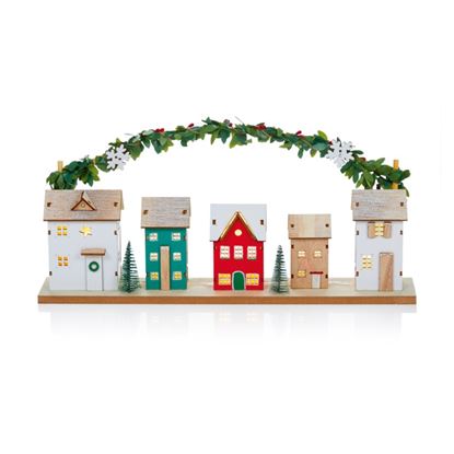 Premier-Lit-Christmas-House-Scene-With-Garland