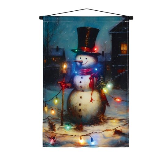 Premier-Lit-Snowman-With-Hat-Fabric-Banner