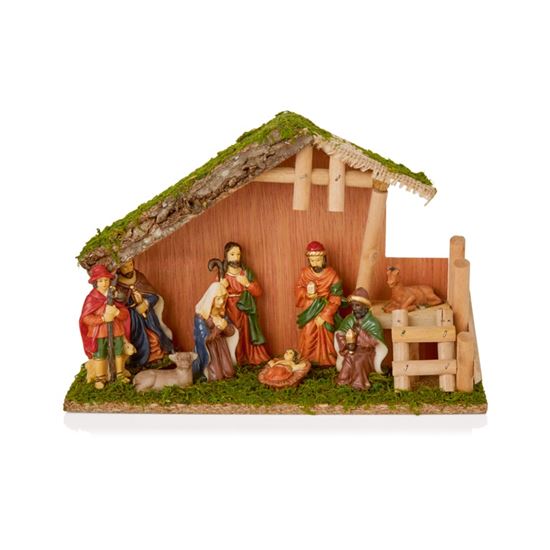 Premier-9-Piece-Nativity-Scene-With-Wood-House