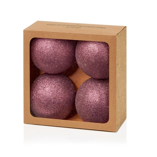 Premier-4-Piece-Plum-Glitter-Shatterproof-Baubles