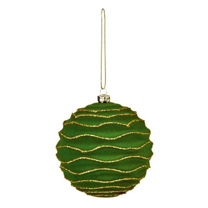 Premier-Green-Flocked-Wavy-Bauble