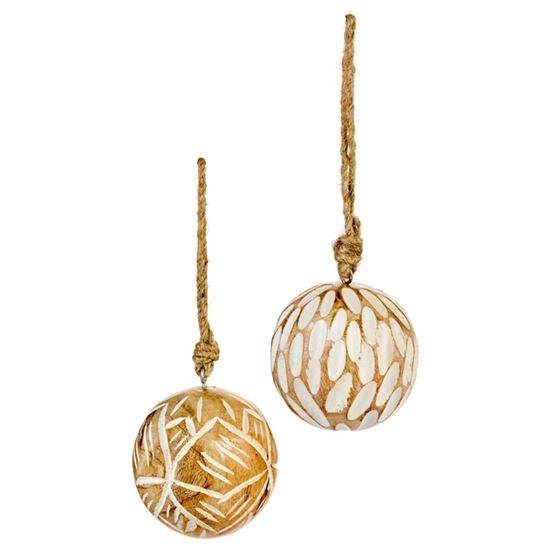 Premier-Mango-Wood-White-DBall-Hanging-Decoration