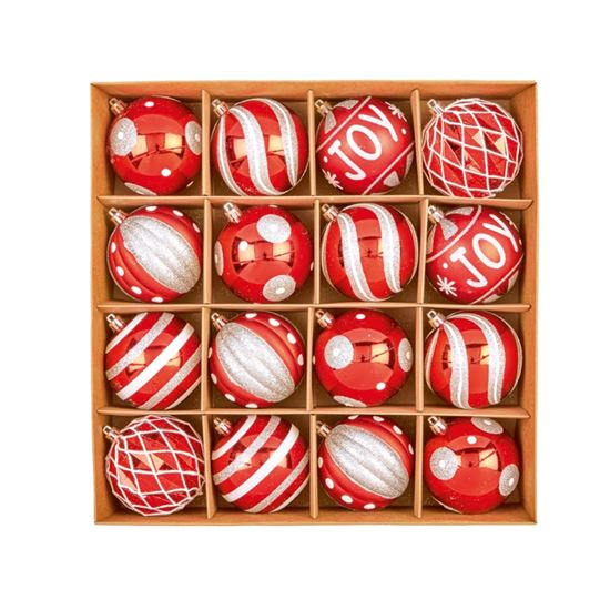 Premier-16-Piece-Multi-Red-White-Silver-Baubles