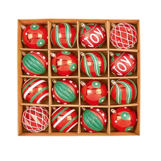 Premier-16-Piece-Multi-Red-Green-White-Baubles