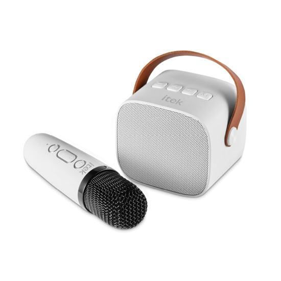 Itek-White-Mini-Karaoke-Blue-Tooth-Speaker--Mic