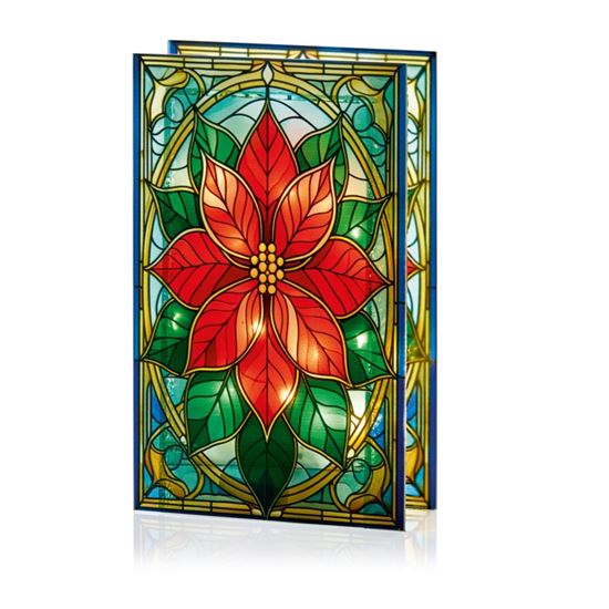 Premier-Battery-Operated-Lit-Poinsettia-Glass-Table-Top-50-Warm-White-LEDs