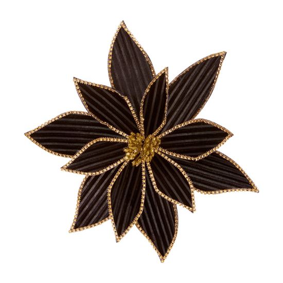 Premier-Black-Poinsettia-With-Gold-Diamantes-Clip-On