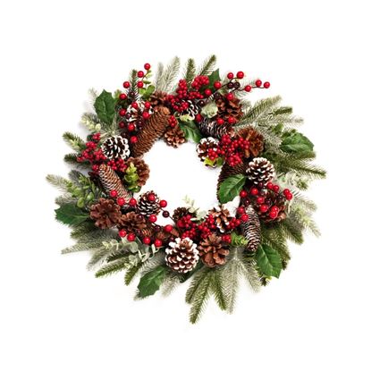 Premier-Berry--Cone-Wreath-With-Bay-Leaves