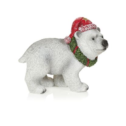 Premier-Poly-Resin-Polar-Bear-With-Santa-Hat--Wreath
