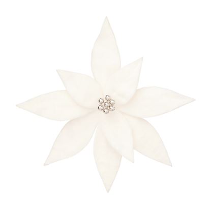 Premier-Fluffy-White-Poinsettia-Clip-On