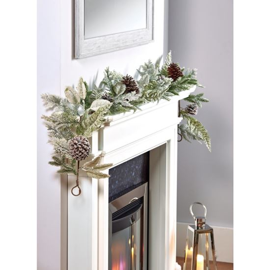 Premier-Flocked-Eucalyptus-Garland-With-Cones