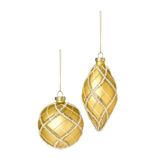 Premier-Matt-Champagne-Gold-Plaid-Glass-Ball-or-Drop