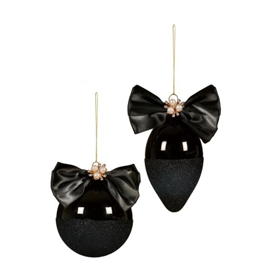 Premier-Shiny-Black-Glass-With-Bow-Ball-Drop