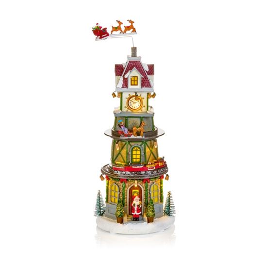 Premier-Lit-Animated-Tower-With-Moving-Train