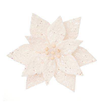 Premier-Cream-Poinsettia-With-Glitter-Clip-On