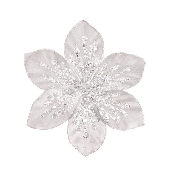 Premier-Silver-Flower-With-Glitter-Clip-On