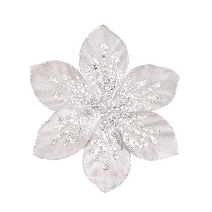 Premier-Silver-Flower-With-Glitter-Clip-On