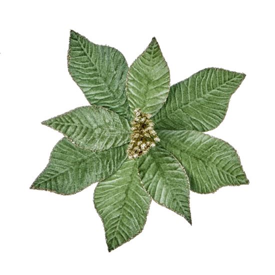 Premier-Sage-Velvet-Poinsettia-Clip-On