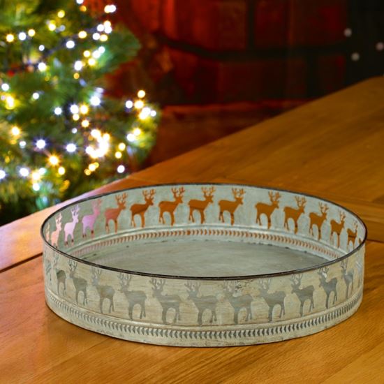 Premier-Metal-Christmas-Reindeer-Round-Tray