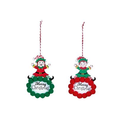 Premier-Elf-Merry-Christmas-Pom-Poms-Hanging-Decoration
