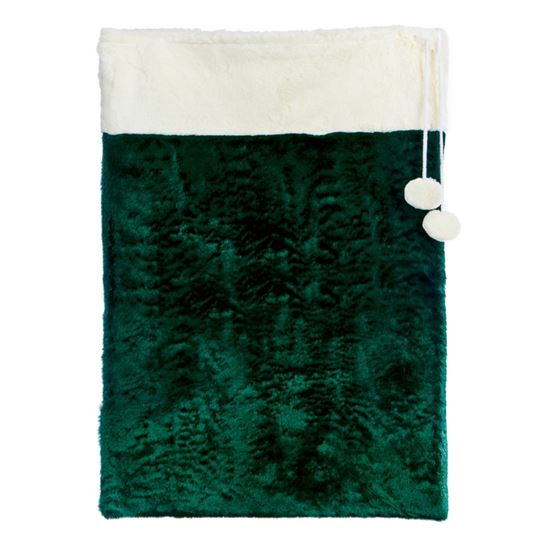 Premier-Green-Sack-With-White-Faux-Fur-Trim--Pom-Poms