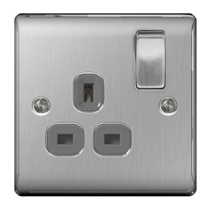 nexus-brushed-steel-switched-socket-13a-black-inset