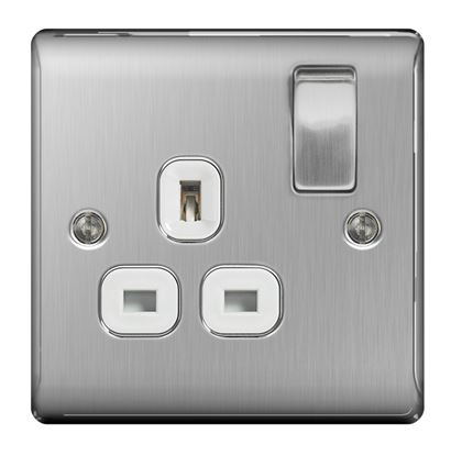 nexus-brushed-steel-switched-socket-13a-white-inset
