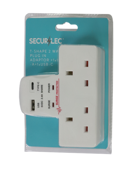 securlec-t-shape-2-way-plug-in-adaptor-1-x-usb-a-1-x-usb-c