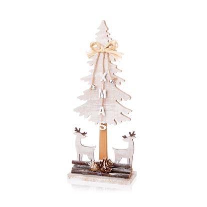 premier-wood-tree-with-reindeer-table-decoration