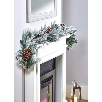 premier-flocked-garland-with-cones